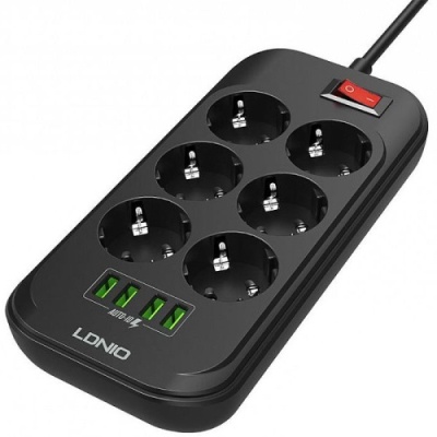 мережевий подовжувач ldnio se6403 4usb (чорний) 