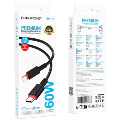кабель borofone bx110 type-c - type-c 60w/1м (чорний) 