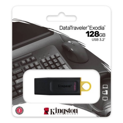 usb флеш-накопичувач kingston data tr exodia 128gb 3.2 (чорно-жовтий) 