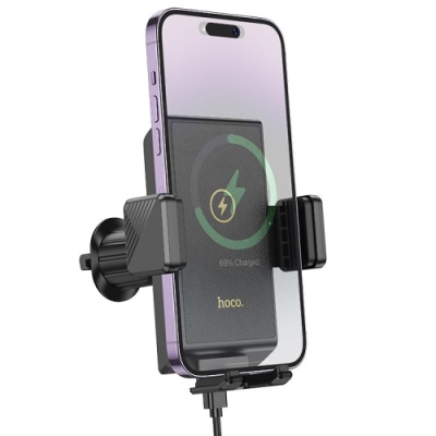 Автотримач Hoco HW21 з безпровідним зарядним пристроєм (Чорний)