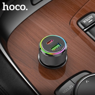 Автомобільний Зарядний Пристрій Hoco NZ14A 1USB/18W/QC3.0 + 1Type-C/20W/PD (Чорний)