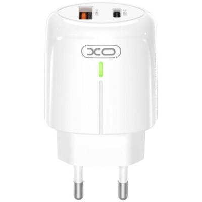 мережевий зарядний пристрій xo l114 1usb/18w/qc3.0 + 1type-c/20w/pd (бiлий) 