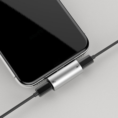 перехідник baseus l46 lightning - (lightning audio+lightning charge) (cal46-s1) (black-silver) 