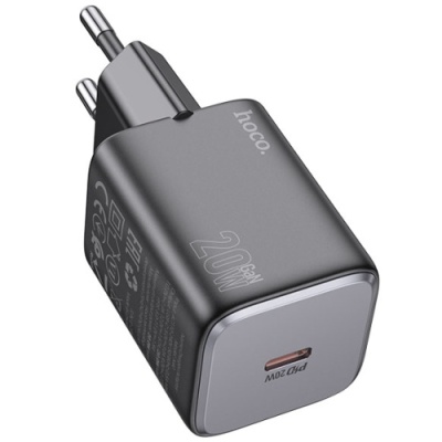 мережевий зарядний пристрій hoco n40 mighty 1type-c/20w/pd (чорний) 