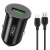 Автомобільний Зарядний Пристрій XO TZ12/CC35 1USB/18W/QC3.0 + (USB - MicroUSB) (Чорний)
