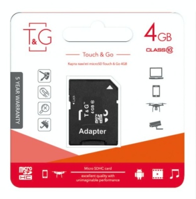 карта пам'яті tg microsdhc 4gb 10 class + adapter (чорний) 