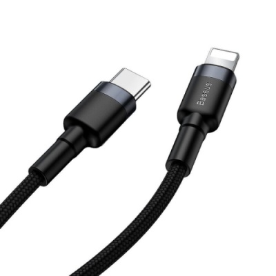 кабель baseus cafule (pd) type-c - lightning 20w/1m (catlklf-g1) (black) 