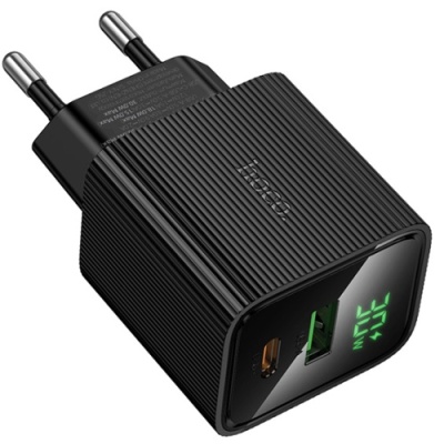 мережевий зарядний пристрій hoco cs84a 1usb/18w/qc3.0 + 1type-c/30w/pd (чорний) 