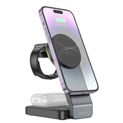 безпровідний зарядний пристрій hoco cq3 3in1 (чорний) 