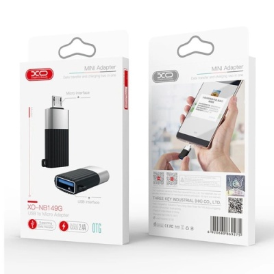 перехідник xo nb149g usb 2.0 - microusb (чорний) 