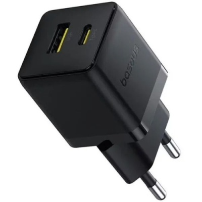 мережевий зарядний пристрій baseus palm fast charger (p1011160a113-00) 1usb/qc3.0 + 1type-c/pd 30w (чорний) 