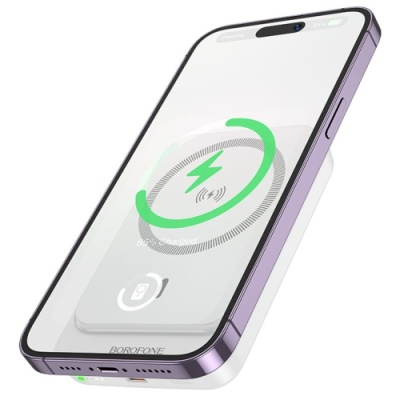 додаткова батарея power bank borofone bj63 with magsafe 15w+pd20w 5000 mah (білий) 