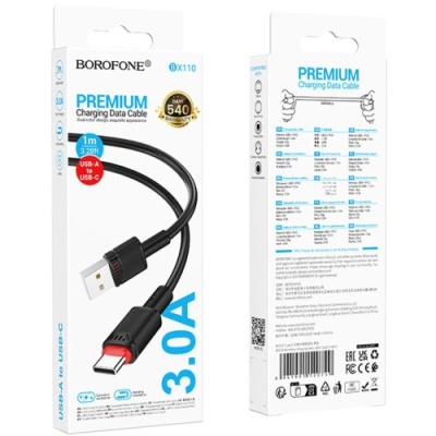 кабель borofone bx110 usb - type-c 3a/1м (чорний) 