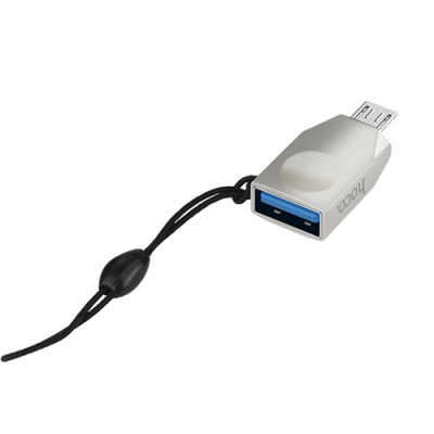 перехідник hoco ua10 otg usb - microusb (сталевий) 
