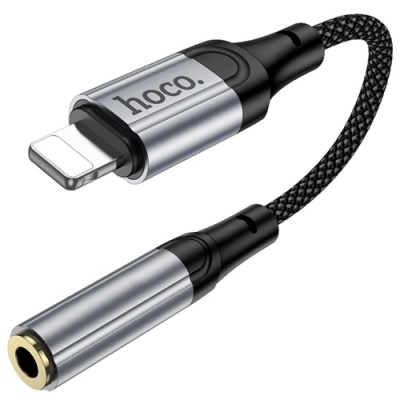 перехідник hoco ls36a lightning - aux (3.5mm) (сірий) 