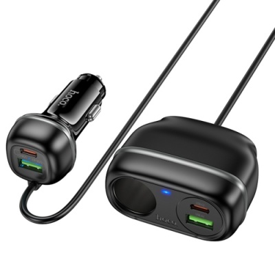 Розгалужувач прикурювача HOCO Z59A PD96W (1 роз'єм прикурювача/2USB/2Type-C/240W) (Чорний