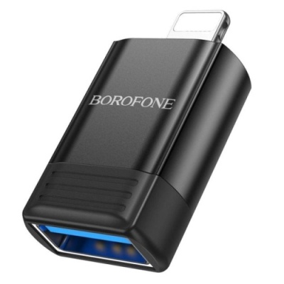 перехідник borofone bv18 lightning male - usb 2.0 female (чорний) 