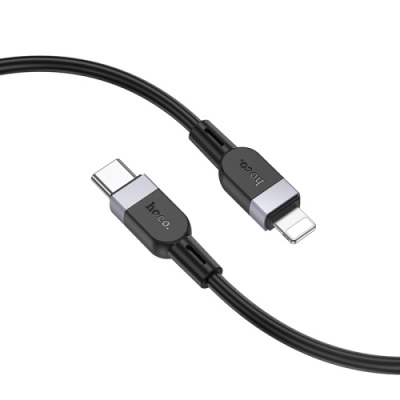 кабель hoco x109 silicone (pd) type-c - lightning 27w/1m (чорний) 