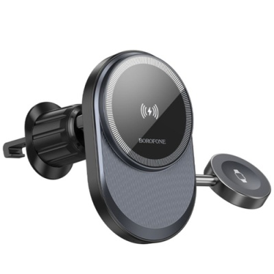 Автотримач Borofone BH219 Fine 2-in-1 Magnetic Wireless 15W (Чорний)