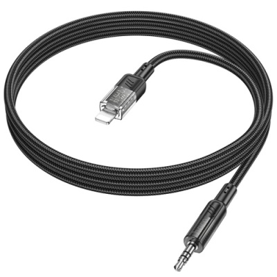кабель aux hoco upa27 3.5mm(male) - lightning(male) 1.2m (чорний) 