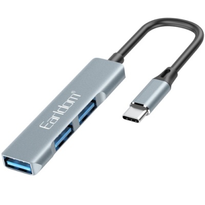 usb hub earldom et-hub10 type-c to 3in1 usb 3.0 hub (сірий) 