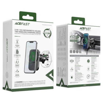 Автотримач Acefast D18 2in1 з БЗП (сірий)