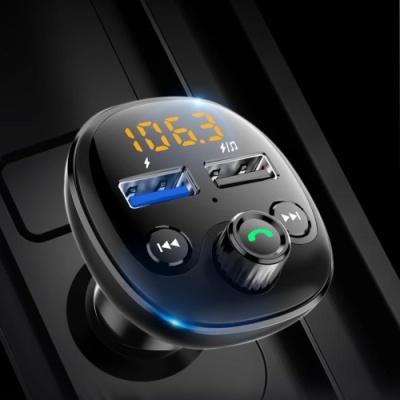 FM Модулятор SkyDolphin SZ20 Bluetooth/TF Card/LED/2USB/3.1A/15.5W (Чорний)
