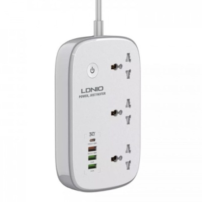 мережевий подовжувач ldnio scw3451 3 ports / pd / 3usb / 1 qc 3.0 1 / type-c / wifii (white) 
