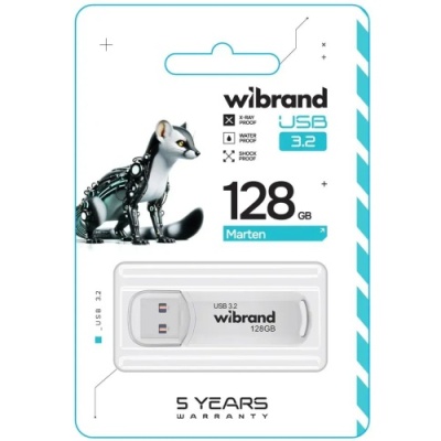 usb флеш-накопичувач wibrand 128gb 3.2 marten gen1 (білий) 