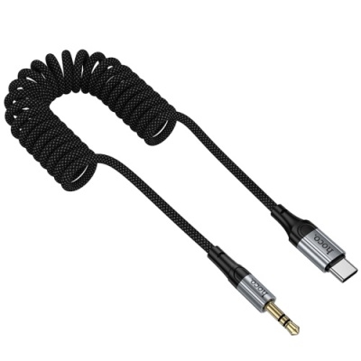 перехідник hoco upa33b type-c - jack 3.5 plug (1.5m) (чорний) 