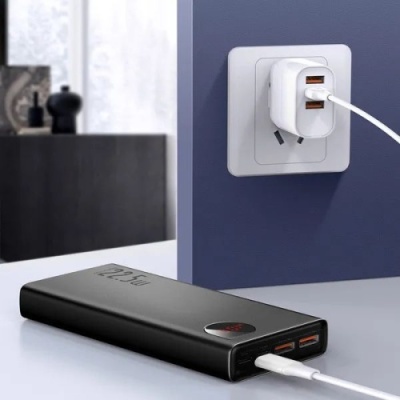 додаткова батарея power bank baseus ppad 070101 adaman metal qc 22.5w 20000 mah (чорний) 