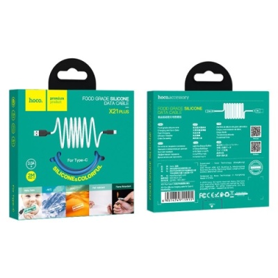 кабель hoco x21 plus silicone usb - type-c 3.0a/2m (чорно-червоний) 