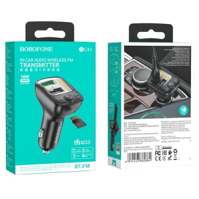 FM Модулятор Borofone BC41 Eminency QC3.0 (Чорний)