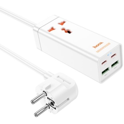 мережевий подовжувач hoco ac10a pd65w (2usb/2type-c/1xsocket) (білий) 