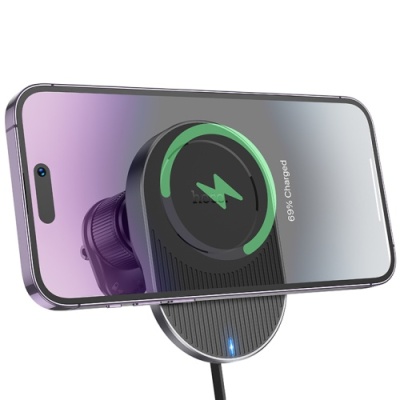 Автотримач Hoco HW12 з безпровідним зарядним пристроєм (Чорно-сірий)