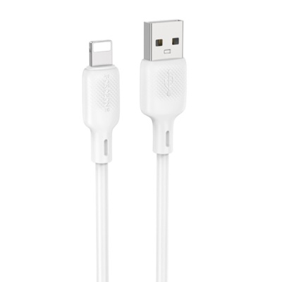 кабель borofone bx113 silicone usb - lightning 2.4a/1m (бiлий) 
