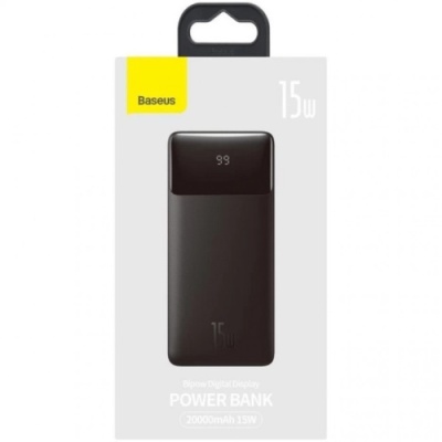 додаткова батарея power bank baseus bipow digital display 15w 20000mah black (ppdml-j01) 