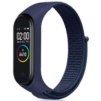ремінець для xiaomi mi band 3/4/5/6/7 nylon (темно-синій) 