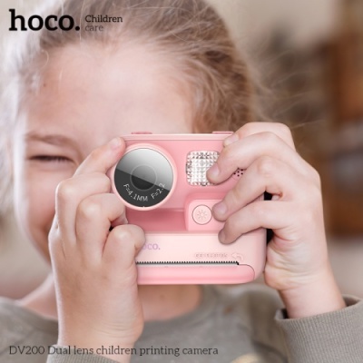 дитячий фотоапарат hoco dv200 з миттєвим друком (рожевий) 