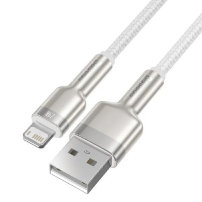 кабель baseus cafule metal usb - lightning 2.4a/2m (caljk-b02) (white) 