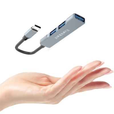 usb hub earldom et-hub10 type-c to 3in1 usb 3.0 hub (сірий) 