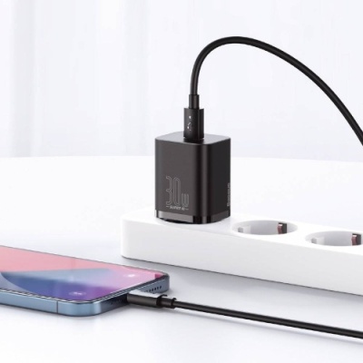 мережевий зарядний пристрій baseus super si (ccsup-j01) 1type-c/30w/pd (чорний) 