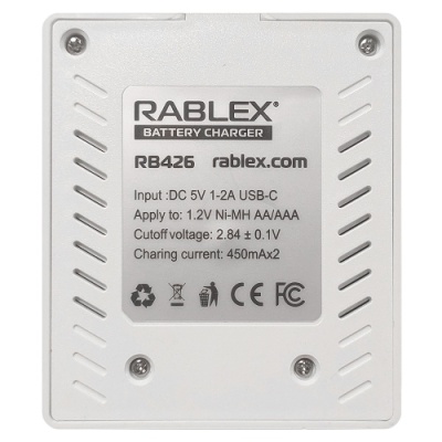 зарядний пристрій rablex rb-426 для 4-x акумуляторів aa/aaa type-c 