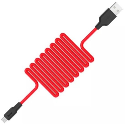 кабель hoco x21 plus silicone usb - microusb 2.4a/1m (чорно-червоний) 