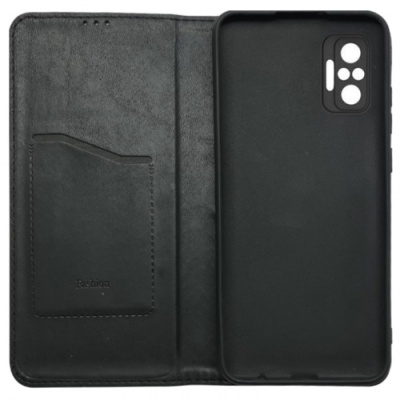 Купить чохол-книжка leather fold для xiaomi redmi note 10 pro (чорний) онлайн