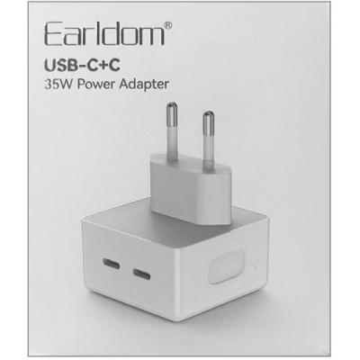мережевий зарядний пристрій earldom es-eu31 2type-c/35w/pd (білий) 