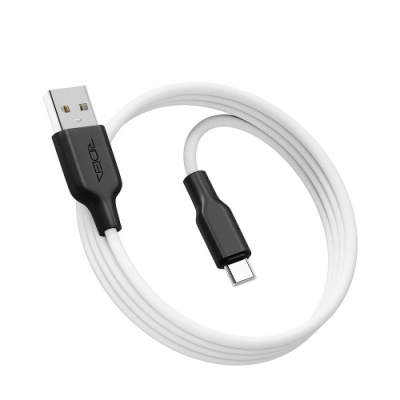 кабель ridea rc-m124 soft silico usb - type-c 3a/1m (біло-чорний) 