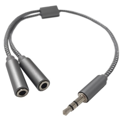 кабель aux splitter 3.5мм m /f 2х3.5мм 0.25m (сiрий) 