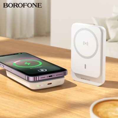 додаткова батарея power bank borofone bj63 with magsafe 15w+pd20w 5000 mah (білий) 