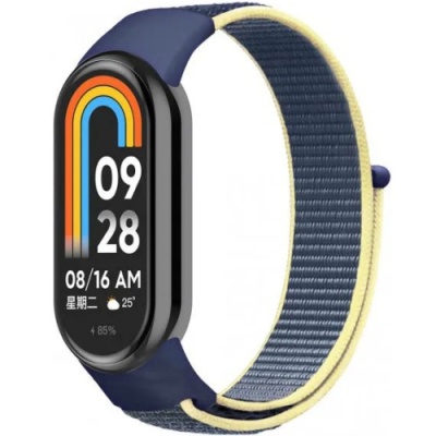 ремінець для xiaomi mi band 8/9/10 nylon (темно синьо-жовтий) 
